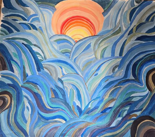 Waterflow/ sunrise von Andrea Philipp-Zankl, Malerei kaufen auf Singulart