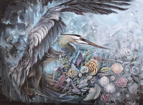 L'envol du héron de Yoan RIMBAULT, Pintura a la venta en Singulart