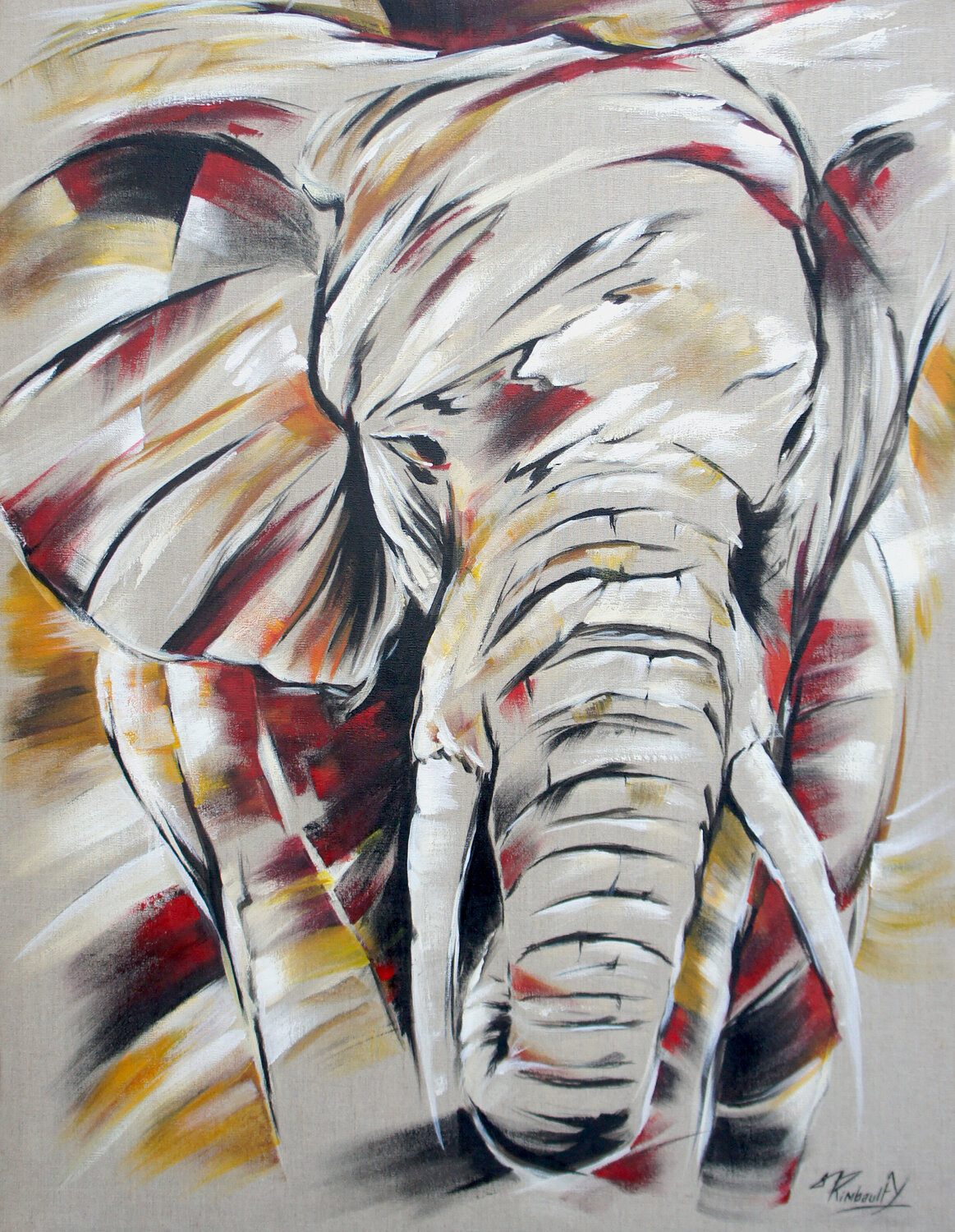 En présence de l'éléphant Yoan RIMBAULT Originalgemälde zu verkaufen