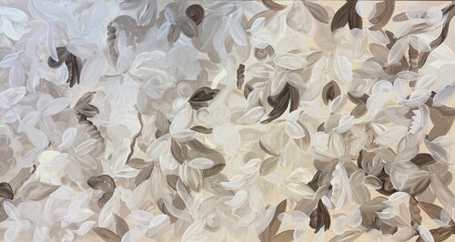 Delicate Leaf Symphony in Beige von Monika Starke, Malerei kaufen auf Singulart