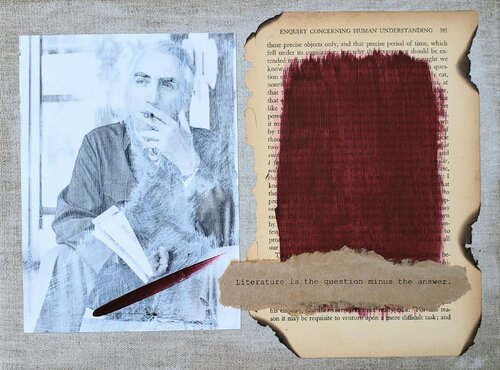Philosophers of the Smoking Room - Roland Barthes - 'The Question is the Answer' di Cynthia Grow, Pittura in vendita su Singulart