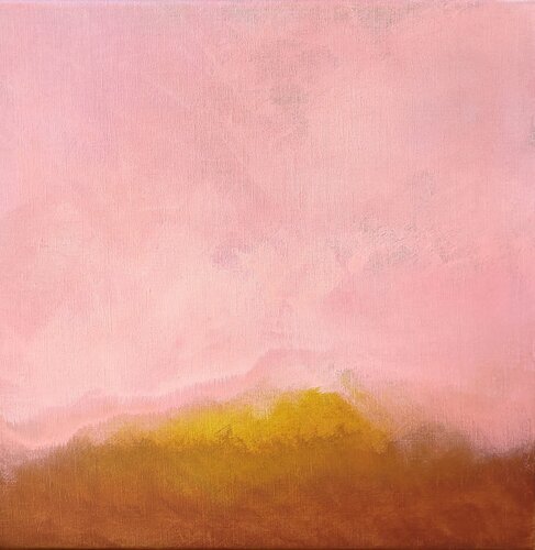 In the Delicate Pink of Mountains There is a Memory van Cynthia Grow, Schilderij te koop op Singulart