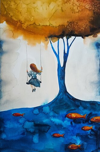 On The Swing van Smirnova Evgenia, Schilderij te koop op Singulart