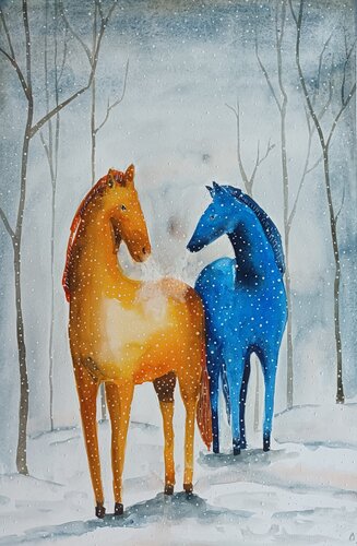 In The Winter Woods van Smirnova Evgenia, Schilderij te koop op Singulart