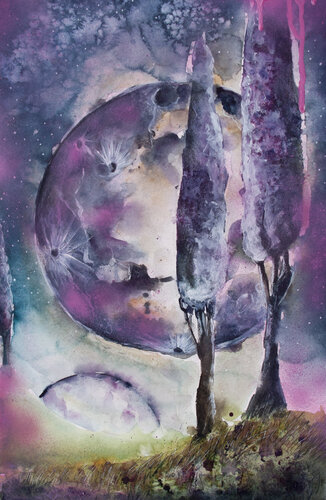 Purple Night par Smirnova Evgenia, Œuvre sur papier en vente sur Singulart