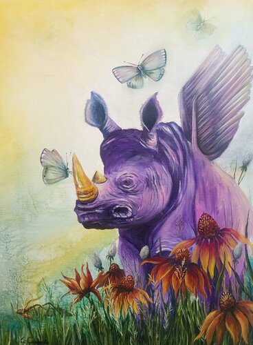 Purple Rhino van Smirnova Evgenia, Schilderij te koop op Singulart
