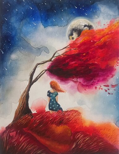 Under The Red Tree van Smirnova Evgenia, Schilderij te koop op Singulart