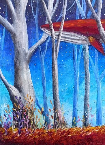 Dove le balene vagano nei boschi di Smirnova Evgenia, Pittura in vendita su Singulart
