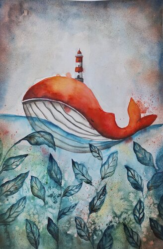 Red Whale 2 par Smirnova Evgenia, Peinture en vente sur Singulart