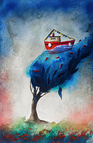 Where the Ocean Meets the Sky par Smirnova Evgenia, Peinture en vente sur Singulart