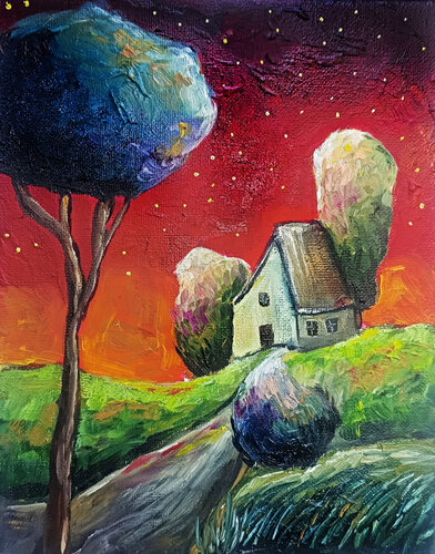 A Home Among the Stars by Smirnova Evgenia, 油畫 for Sale on Singulart