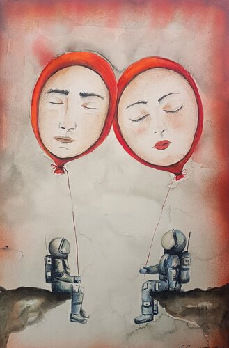 Souls in Balance van Smirnova Evgenia, Schilderij te koop op Singulart