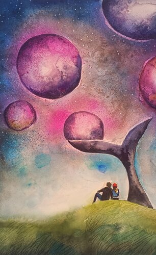 Under the Moons We Loved van Smirnova Evgenia, Werk op papier te koop op Singulart