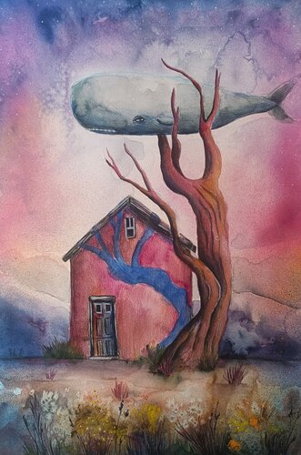 Tree of the Sky Whale van Smirnova Evgenia, Schilderij te koop op Singulart