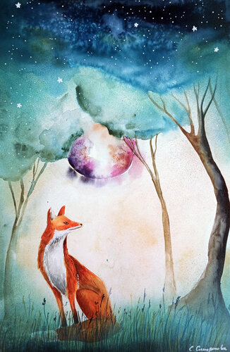 Under the Cosmic Tree par Smirnova Evgenia, Peinture en vente sur Singulart