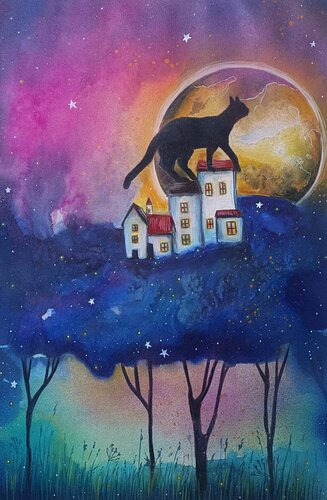 Night Walk di Smirnova Evgenia, Pittura in vendita su Singulart