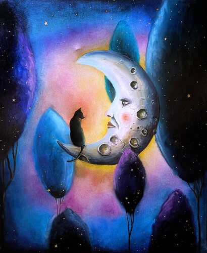Starlit Dialogue van Smirnova Evgenia, Schilderij te koop op Singulart