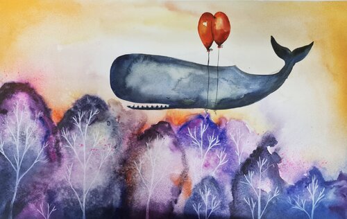 When Whales Dream van Smirnova Evgenia, Schilderij te koop op Singulart