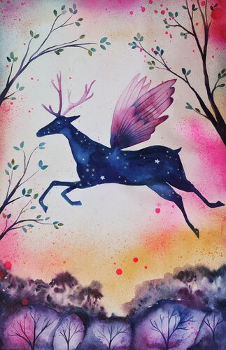 Stardust Deer von Smirnova Evgenia, Malerei kaufen auf Singulart