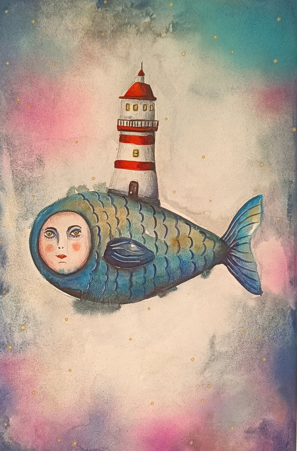 Lighthouse Soul Smirnova Evgenia Original painting for sale