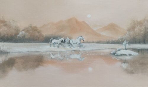 Eunoia - Mondpferde by Michaela Stocker, Painting for Sale on Singulart