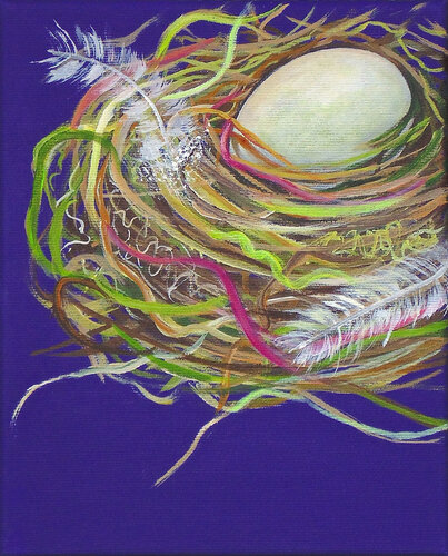 Lila Nest van Silvia Mende, Schilderij te koop op Singulart