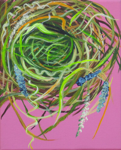 Pinkfarbenes Nest von Silvia Mende, Malerei kaufen auf Singulart