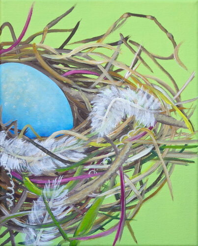 Hellgrünes Nest von Silvia Mende, Malerei kaufen auf Singulart