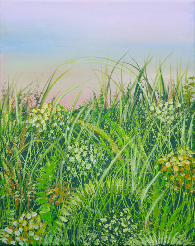 Wiese am Abend van Silvia Mende, Schilderij te koop op Singulart