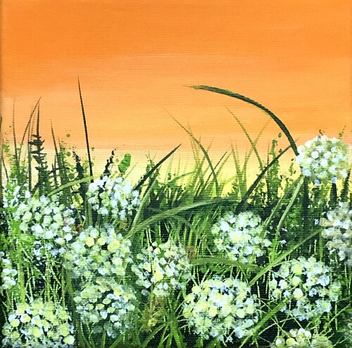 Kerbel im Abendrot di Silvia Mende, Pittura in vendita su Singulart