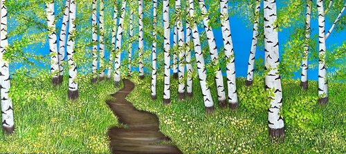 Birkenlichtung van Silvia Mende, Schilderij te koop op Singulart