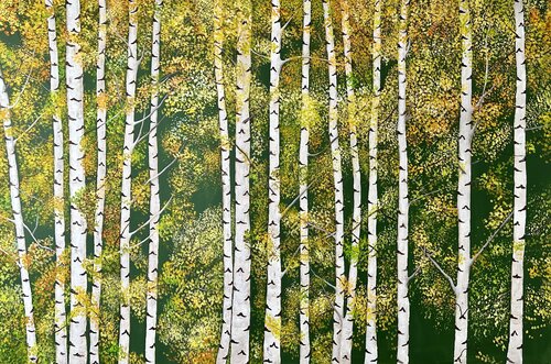 Herbstwald di Silvia Mende, Pittura in vendita su Singulart