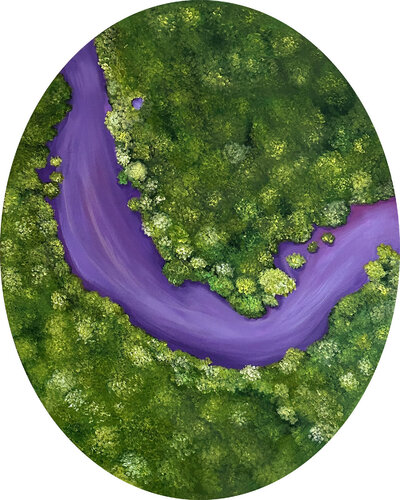 Mangrovenwald mit Fluss, oval van Silvia Mende, Schilderij te koop op Singulart