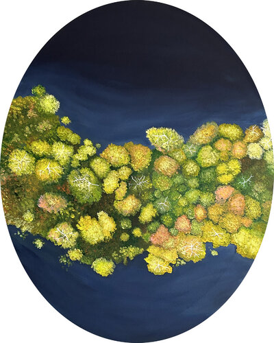 Bewaldete Insel, oval von Silvia Mende, Malerei kaufen auf Singulart