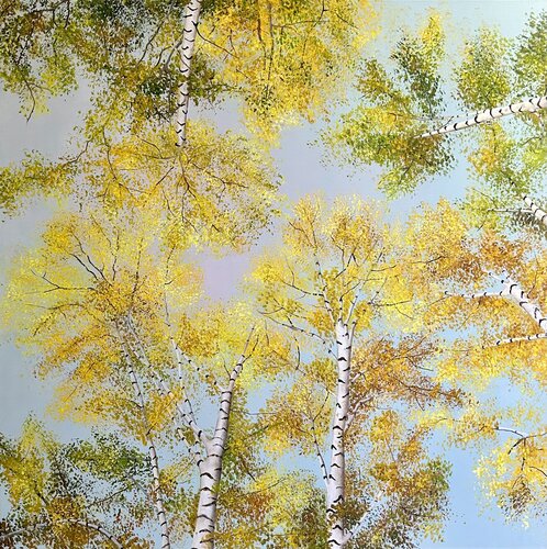 Birken im Herbst by Silvia Mende, 油畫 for Sale on Singulart