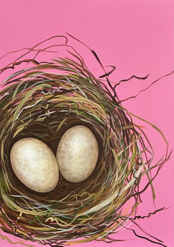 Pinkfarbenes Nest di Silvia Mende, Pittura in vendita su Singulart