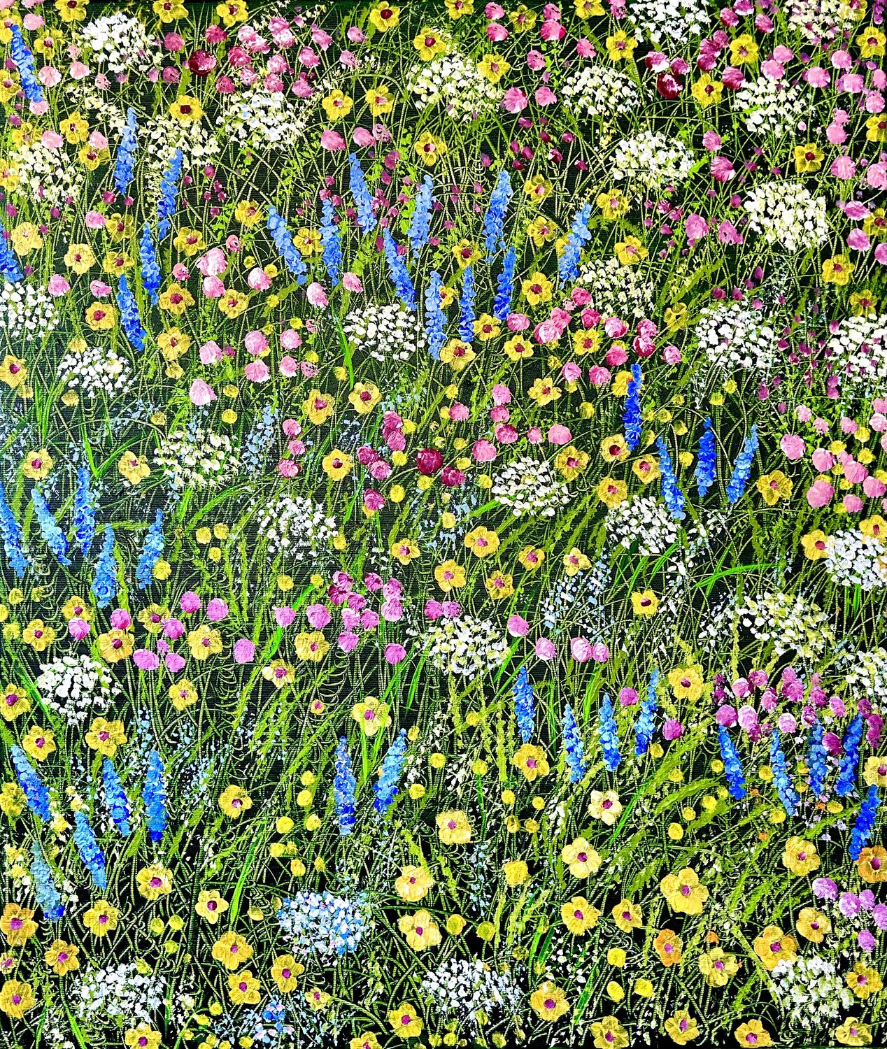 Bunte Wiese in Rosa und Blau Silvia Mende
