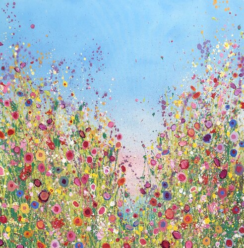 The Ocean Peeks Through the Dances of all of the Wildflowers van Yvonne Coomber, Schilderij te koop op Singulart