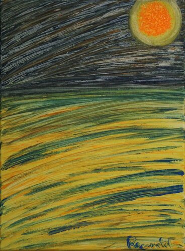 Il mondo Non si è fermato mai un momento La notte insegue sempre il giorno Ed il giorno verrà  _ Jimmy Fontana van Romina Petrini, Schilderij te koop op Singulart