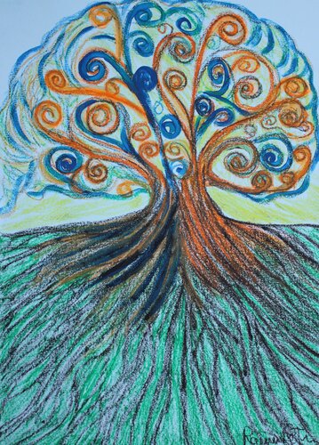 L’albero della vita  Omaggio a Gustav Klimt van Romina Petrini, Schilderij te koop op Singulart