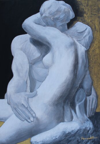 Rodin e Camille Claudel :La Bella e la Bestia de Romina Petrini, Pintura a la venta en Singulart