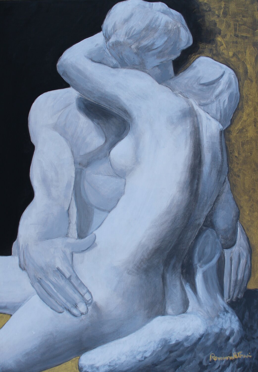 Rodin e Camille Claudel :La Bella e la Bestia Romina Petrini Originalgemälde zu verkaufen