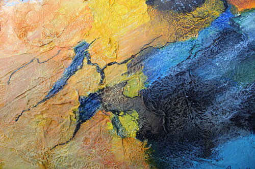 Abstrait bleu jaune by sylvie Penkalla, Painting for Sale on Singulart