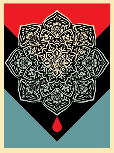 Blood & Oil Mandala (Blood Drop) van Shepard Fairey, Afdruk te koop op Singulart