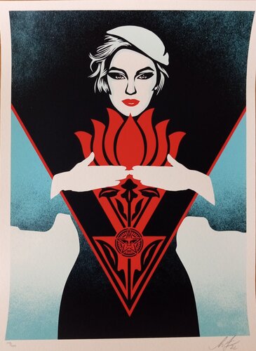 Obey Noir Flower Woman (Blue) van Shepard Fairey, Afdruk te koop op Singulart
