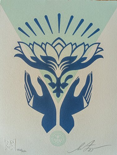 Lotus Hands (Teal) van Shepard Fairey, Afdruk te koop op Singulart