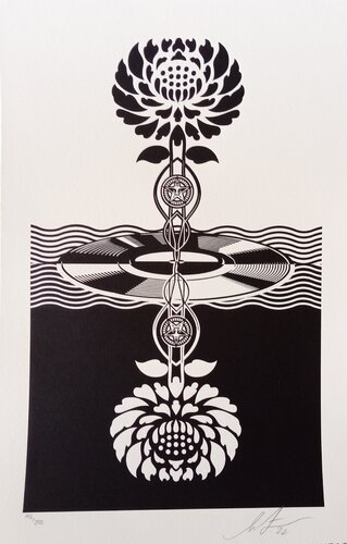Post-Punk Flower (Black) von Shepard Fairey, Druck kaufen auf Singulart