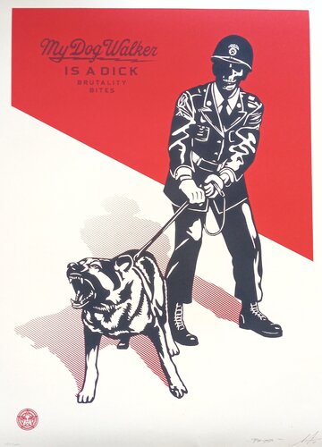 Sadistic Dog Walker (Red) de Shepard Fairey, Impresión a la venta en Singulart