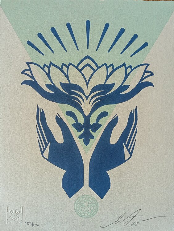 Lotus Hands (Teal) Shepard Fairey