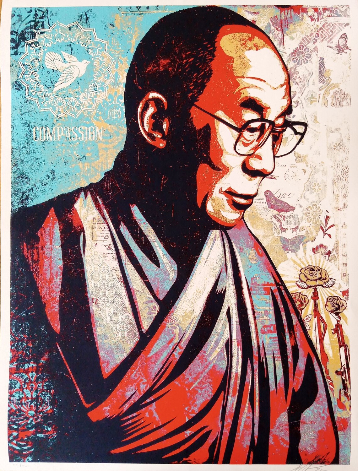 Compassion (His Holiness the Dalai Lama) Shepard Fairey Stampa in vendita